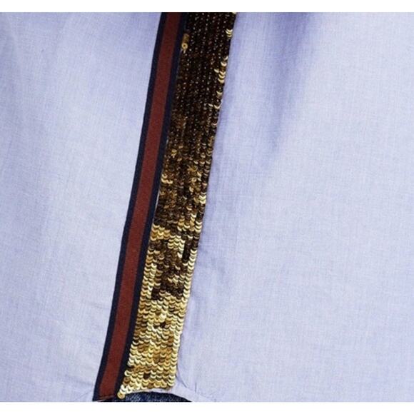 J. CREW Sequin Side Stripe Shirt Long Sleeve Button Down Blue Size 4 - Picture 6 of 12